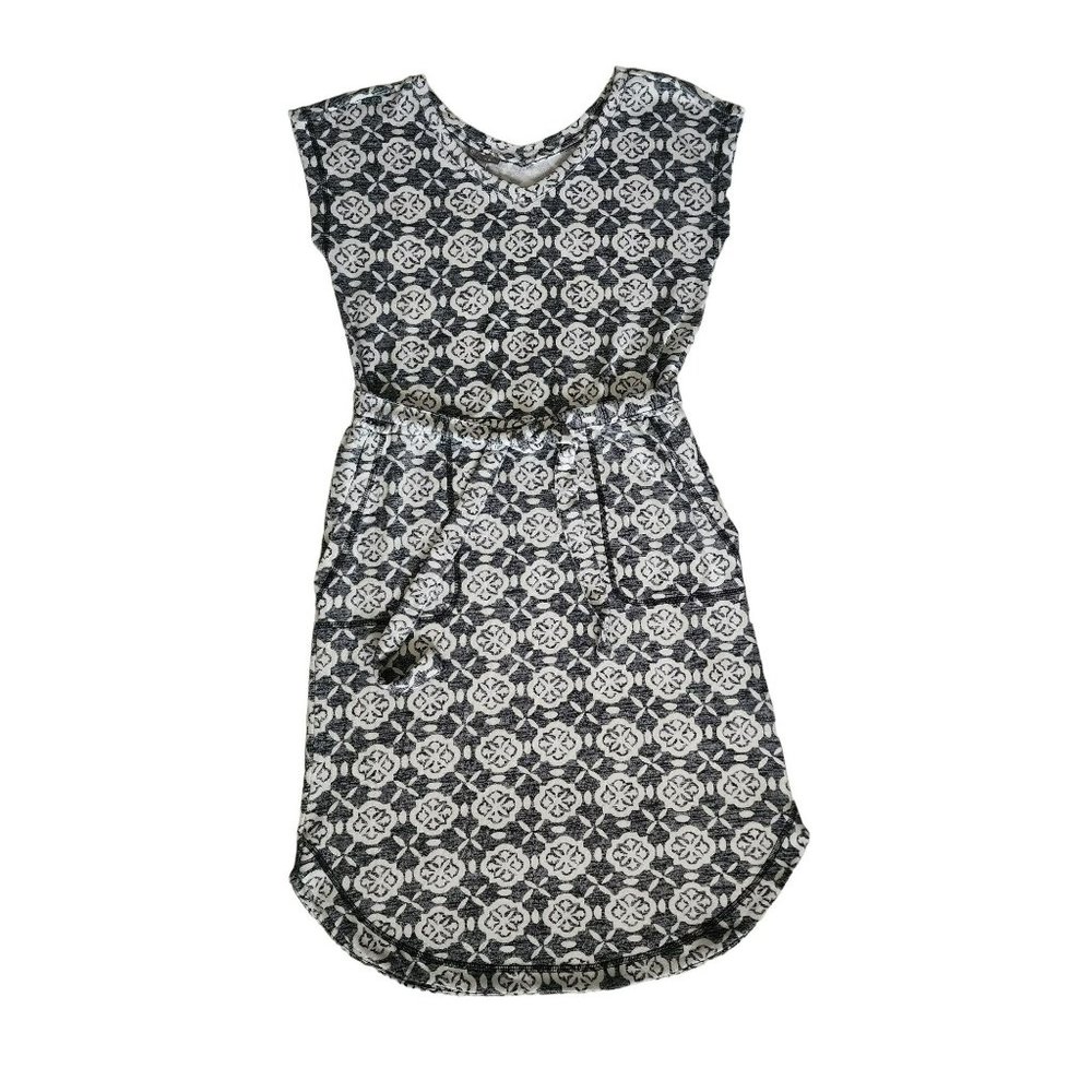 T By Talbots Women's Gray/White Tile Print Double V-Neck Terry Dress Size XS - Picture 2 of 10